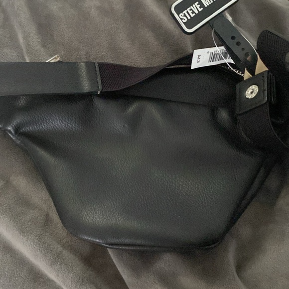 Steve Madden faux black leather belt bag with gold and faux pearl beading - Picture 5 of 6